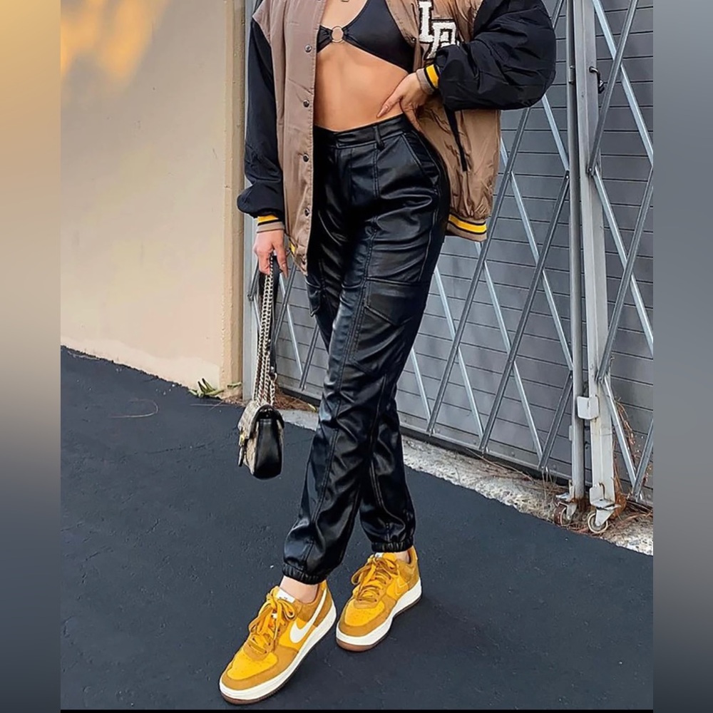 Leather cargo pant